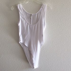 Emma & Sam Super High White Ribbed Bodysuit